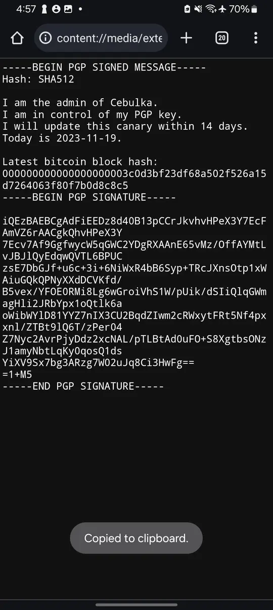 Step 1: Paste the signed text into the text field